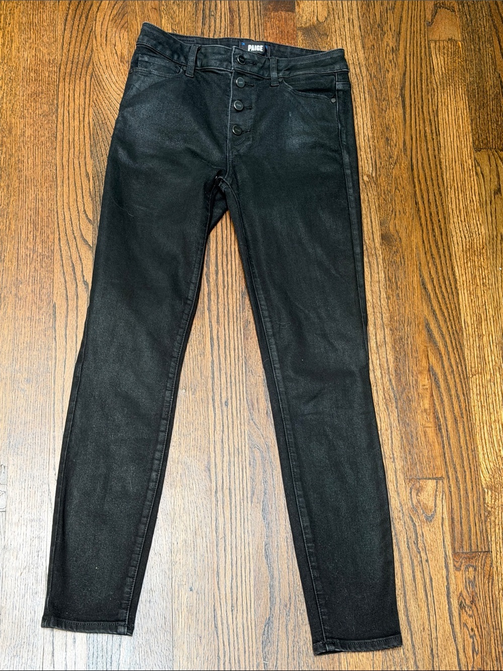 PAIGE WAX Black Skinny Button-Fly women’s Jeans
